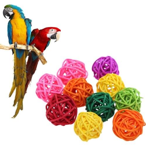 10/20pcs Small Rattan Balls Birds Parrots Bite Chewing Toys For Independent and Interactive Playing