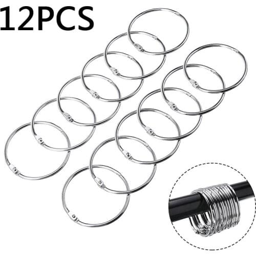 12pcs Metal Silver Shower Curtain Rings Stainless Steel Rings Hooks Bathroom Products Accessories