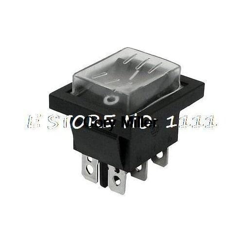 16A 250V AC 6 Pins DPDT On/Off Rocker Switch Black w Cap