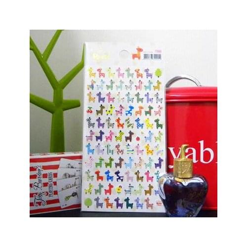 2pack Kawaii Lovely Owl Giraffe Color Animal 3D Decorative Stationery Stickers Scrapbooking DIY Diary Album Stick Label