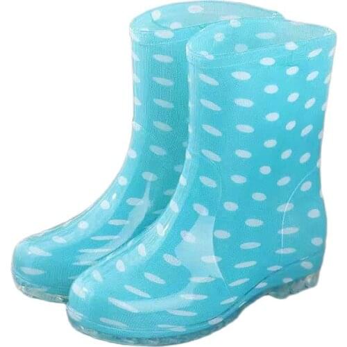 2021 New Fashion Womens Flat Transparent Rain Boots PVC Waterproof Shoes Students Mujer Cheap