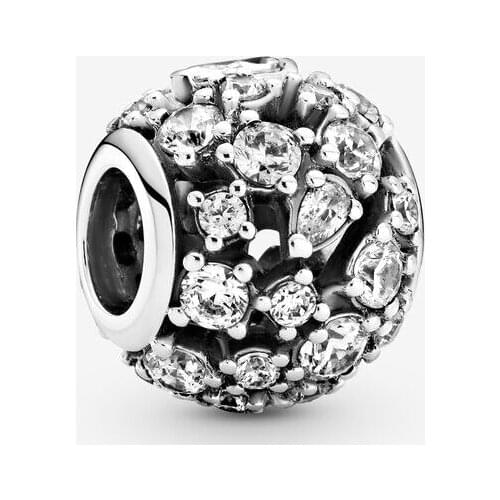 2021 Mothers Day Gift 925 Sterling Silver Sparkling Round Openwork Charms Fit Beads Bracelet Necklaces DIY For Women Jewelry