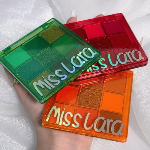 3PCS Miss lara Sweet Party Eyeshadow Makeup Palette 9 Color Neon Matte Shimmer Glitter Matellic Pigmented Powder Nude Eye Shadow