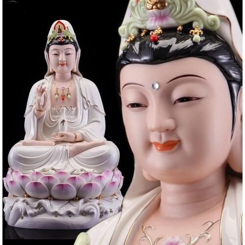 30CM Asia home altar Worship high grade Porcelain GUAN YIN PU SA BUDDHA efficacious Talisman buddha family BLESS Mascot statue