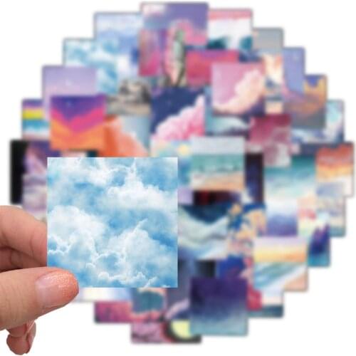 50pcs Ins Landscape Stickers Oil Painting Drawings Graffiti DIY Motorcycle Skateboard Notebook Suitcase Waterproof Sticker Decal