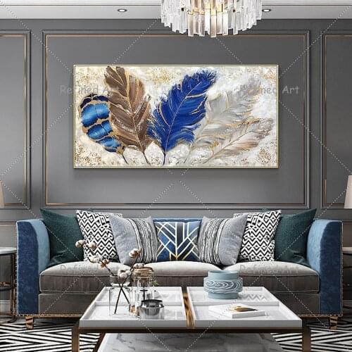 Abstract Color Phnom Penh Feather Painting 100% Hand-Painted Large Size Canvas Oil Painting Modern Wall Art Living Room Decor