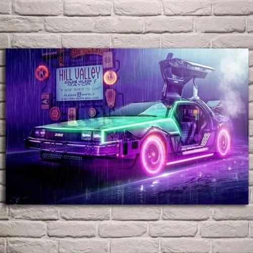 Car DeLorean DMC Back to The Future Movie Poster Motivational Poster Wall Art Canvas Painting for Room Home Decor Unframed