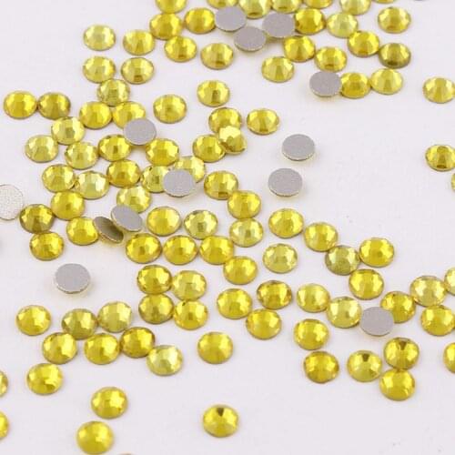 SS3-SS34 Citrine Shiny 3D Nail Art Rhinestone Non Hotfix Flatback Glue On Rhinestones For DIY Nail Art