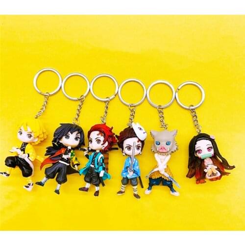Demon Slayer Anime Prop Figure Keychain Tanjirou Nezuko Inosuke PVC Accessories