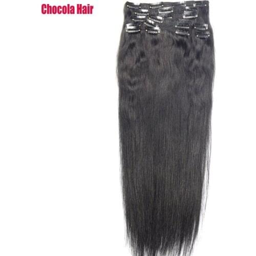 Chocola Full Head Brazilian Machine Made Remy Hair 10pcs Set 200g 16"-28" Natural Straight Clip In Human Hair Extensions