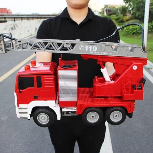 Large RC 2.4G big Remote Control Electric Fire rescue Truck Spray fire Toy Car Sprinkler Music Fire car Engines Educational Toys