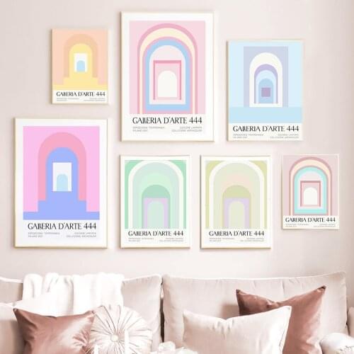 Aesthetics Colorful Geometric Arch Door Wall Art Canvas Painting Nordic Posters Wall And Prints Decor Pictures For Living Room