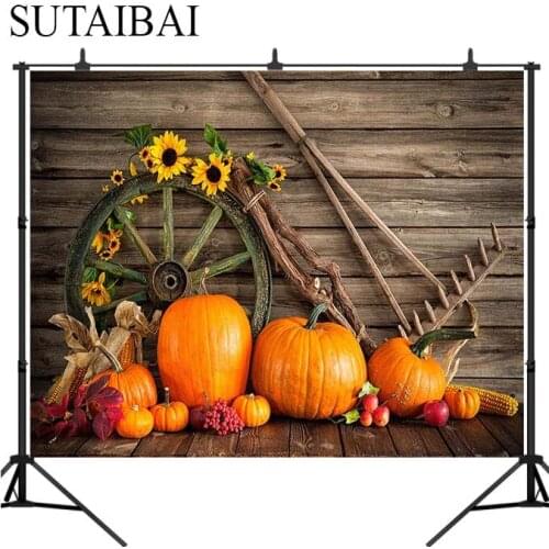 Halloween pumpkin wooden floor background photography studio photo background family children party decoration backdrop curtain