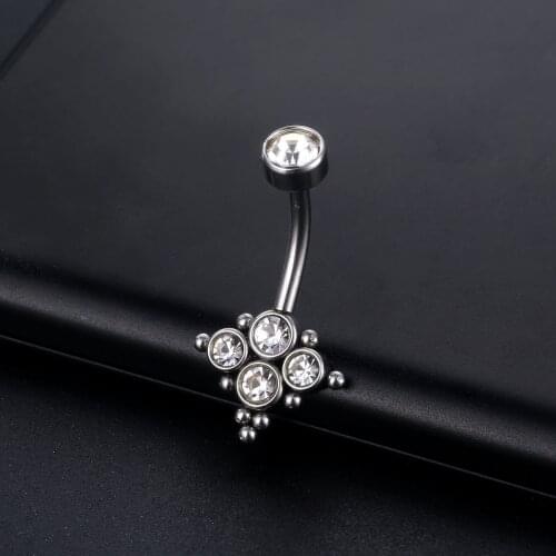 New 1PC Sexy Belly Button Rings Navel Piercing Bar Double Crystal Head Stainless Steel Cubic Zirconia Stone Body Jewelry