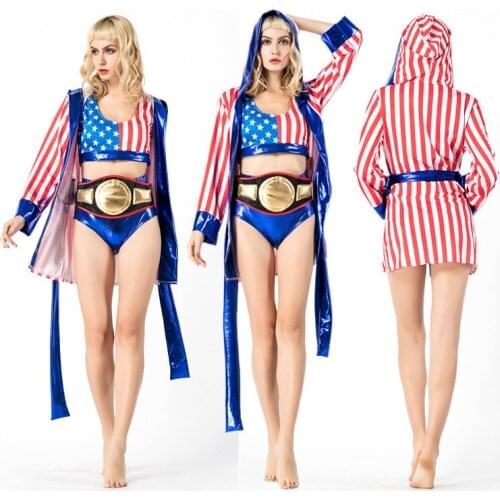 European American Halloween Nightclub Dance Party Carnival Male And Female Boxing Champion Boxer Performance Cosplay Costumes