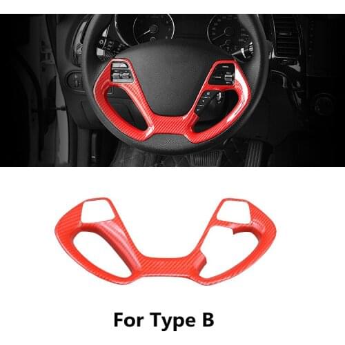 Red Carbon Fiber Car Steering Wheel Styling Cover Moulding Trim for KIA K3 2013 2014 2015 2016 2017 2018 Styling