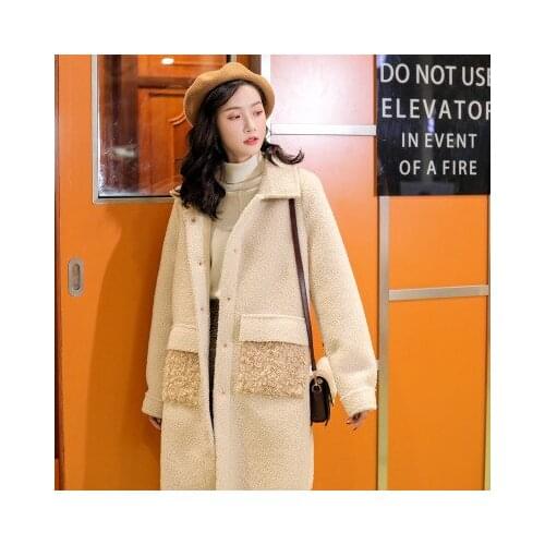 Fashion Patch Lamb fur Autumn Winter Brand New Thick Jacket Warm Soft Casual Streetwear Typical Velvet Fur Coat Loose Coat