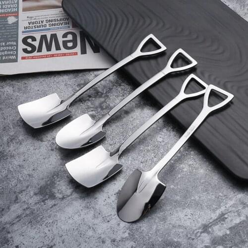 Stainless steel coffee spoon Retro shovel ice cream spoon Creative tea-spoon Fashion Tableware Kitchen Set Tool Lot CF-240