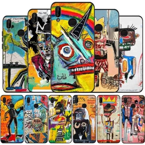 Jean Michel Basquiat Art Graffiti Black Soft Phone Case For Huawei 40 30 20 10 9 Lite Pro P smart 2019 Y6 Y6 Prime2019 Y9 2018