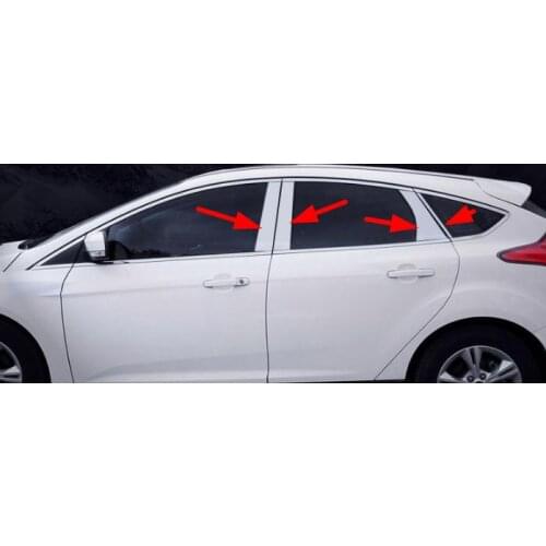 Window Pillar Trim Car Body Decorative Stainless Steel Strips Sticker For Ford Focus 2012-2017 Hatchback 5 doors