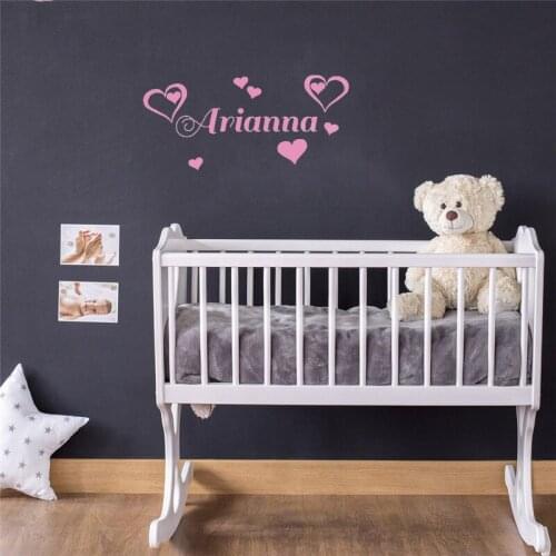 Custom Name Dubble Heart Wall Sticker Vinyl Art Removable Poster Mural Lovely Childrens Room Decoration Decals LY1442
