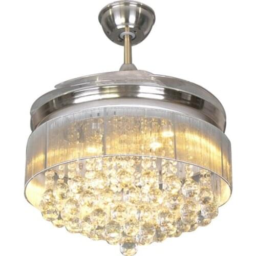 42inch Ceiling Fans Light AC 110V -220V Invisible Blades Ceiling Fans crystal Fan Lamp Living Room Bedroom LED Ceiling lamp fan