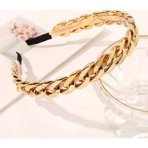 Fashion Punk Thick Chain Headbands For Women Retro Hairbands Headband Chunky Chains Head Bands 2021 Grunge Aesthetic Accessories