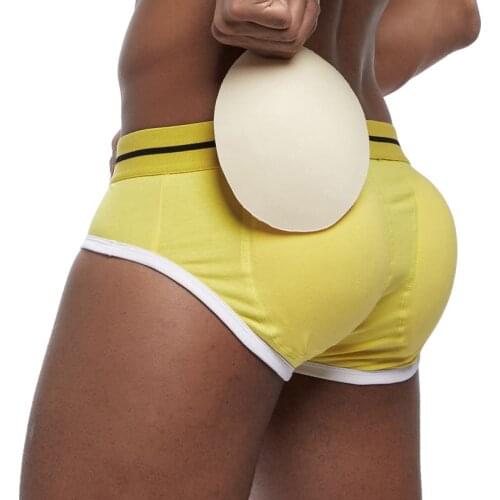 Sexy Mens butt lifting shaping Underwear Padded Mens Briefs Bulge Enhancing Gay Underwear Front +hip Removable Push Up Cup