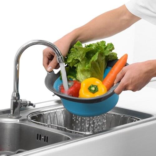 Silicone Plastic Fruit Vegetable Foldable Colanders Washing Basket Colanders Strainers Kitchen Gardgets Accessories