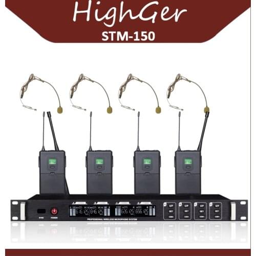 HighGer Professionale Microfono Senza Fili Sistema di 100 metri Quattro Canali UHF Dinamico Pro 4 Karaoke DellaPartito riunioni
