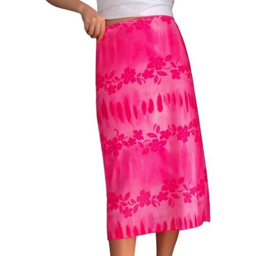 Womens A-Line Bodycon Midi Skirts Bohemian High Waist Floral Tie Dye Print Long Skirts