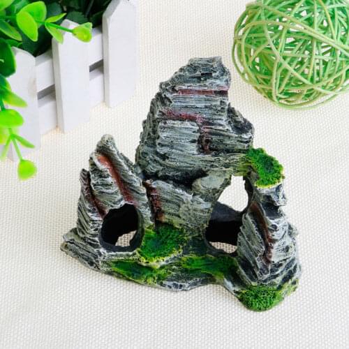 1pc Artificial Fish Tank Rockery Resin Ornament Hiding Cave for Aquarium Decoration Accessories