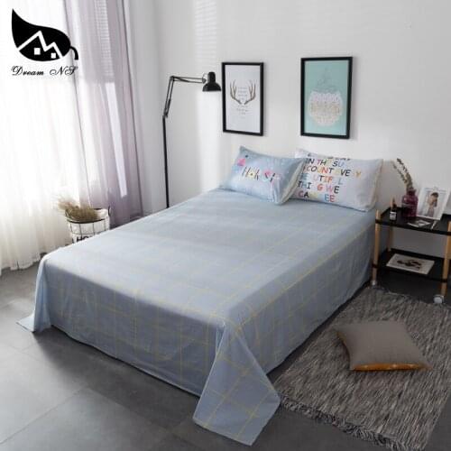 Dream NS 1PCS Gray Flat Sheet Gray100% cotton very comfortable and healthy sheets simple plaid design home textile bedding