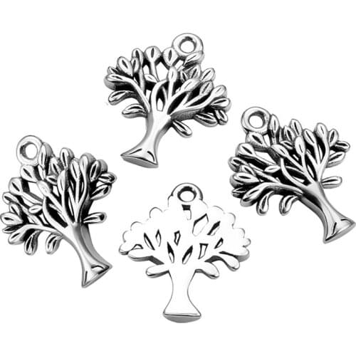 10pcs Stainless Steel Tree of life Charms Pendants for Jewelry Making Bracelet Accessories DIY Handmade Craft 18*21mm