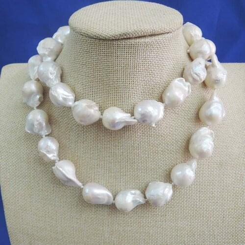 100% NATURE FRESHWATER Baroque PEARL long NECKLACE-big pearls,baroque shape pearl -13 mm-16 mm length 15-25 mm