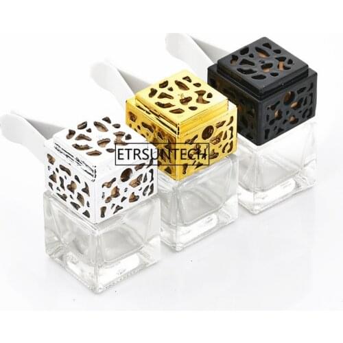 100pcs Square Perfume Bottle Air Conditioner Air Outlet Square Glass Bottle With Clip Auto Product F3052