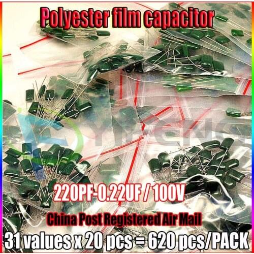 31value x 20pcs 100V Mylar Film Capacitor assorted Kit (2A102J-2A822J) Very convenient and practical