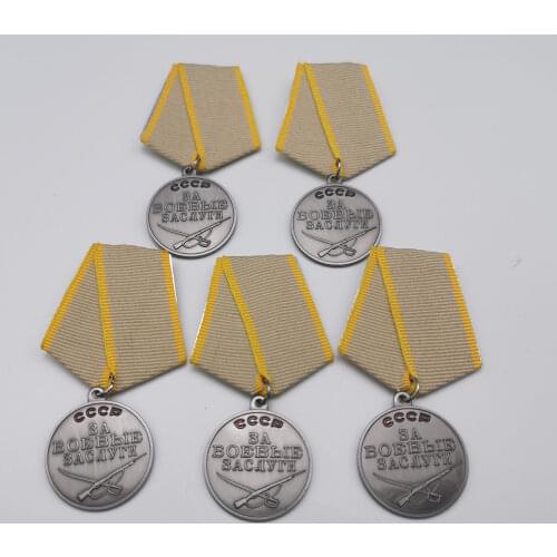 5pcs/lot Soviet Union combat award medal WWII USSR battle merit pin CCCP meritorious service metal Russia badges