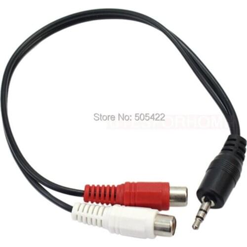 50pcs/lot wholesale 3.5mm Stereo Audio Male Jack to 2 RCA Female Plug Adapter Headphone Y Cable