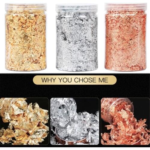 5g Imitation Gold Silver Copper Foil Sequins Glitters Craft Leaf Flake Sheets Bulk Foil Paper For Gilding DIY Nail Art Decor