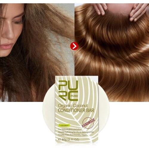 65g Organic Coconut Lavender Hair Conditioner Bar Handmade Solid Hair Deep Conditioner Soap Hydrating for Dry Damaged Hair TSLM1