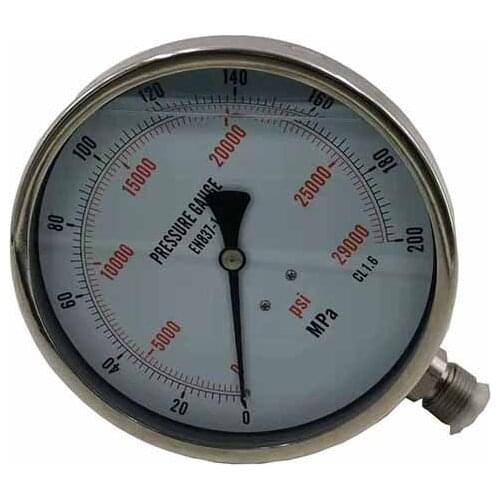 Free shipping Model : WS-EN200-1 6 inch /150MM 200 Mpa Radial Bottom connected stainless steel hydraulic pressure gauge