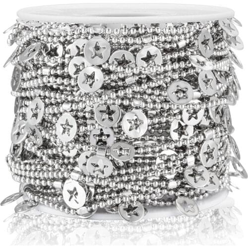 1 Meter Stainless Steel Bead Chain Star Link Chains For DIY Jewerly Making Accessories Necklace Bracelet Newest Width 1.5mm