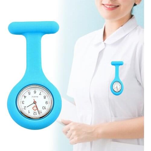 Nurse Watch Casual Pocket Watch Soft Silicone Electroplating Nurse Watch Brooch Tunic Fob Watch With Free Battery Quartz Watch