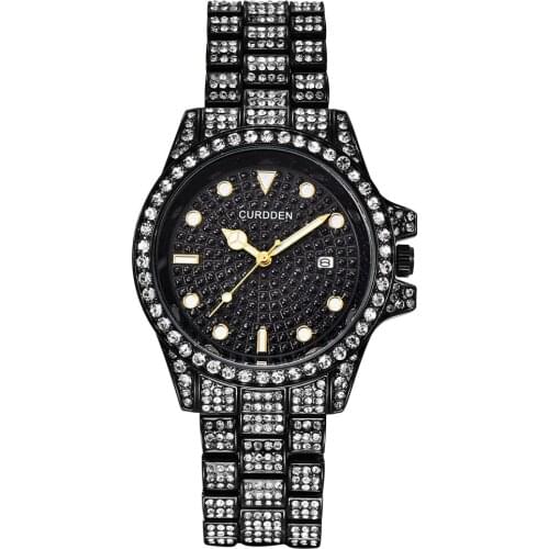 Top Brand Watches Men Stainless Steel Band Gypsophila Full Diamond Wristwatch Classic Sport Man Creative Clock Relogio Masculino