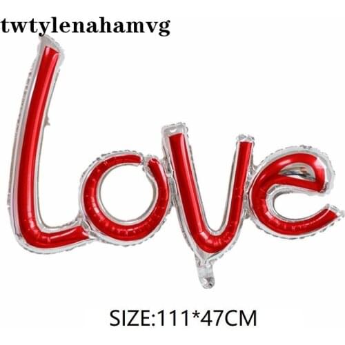 Valentines Day Anniversary Inflate Ball Red Silver Conjoined Love Letter Diamond Ring Foil Balloon Wedding Decoration