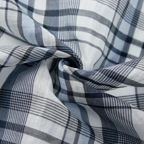 LEO&LIN Designer Dark Blue White Colorful Plaid Is Light Breathable and Comfortable Silk Cotton Fabric Patchwork Tissu