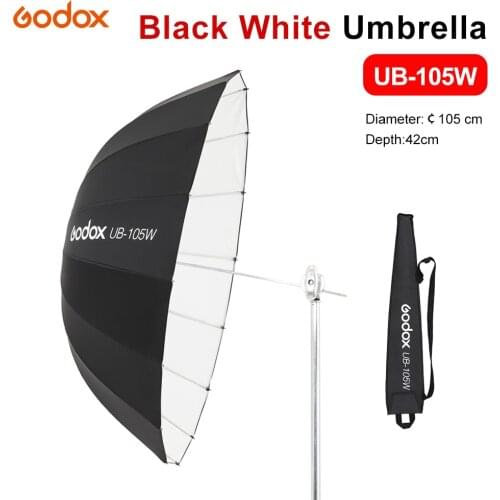 Godox UB-105W 41in 105cm Parabolic Black White Reflective Umbrella Studio Light Umbrella with Black Silver Diffuser Cover Cloth