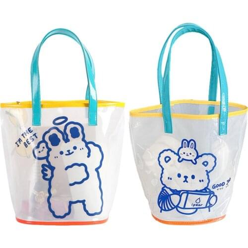 Fashion Women Shoulder Bags Beach Transparent Handbag Lady Clear Jelly Travel Handbags Cute Animal Cartoon Beach Shell Toy
