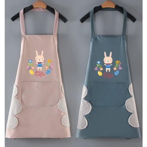Fashionable household women men kitchen cartoon can wipe hands hang neck aprons